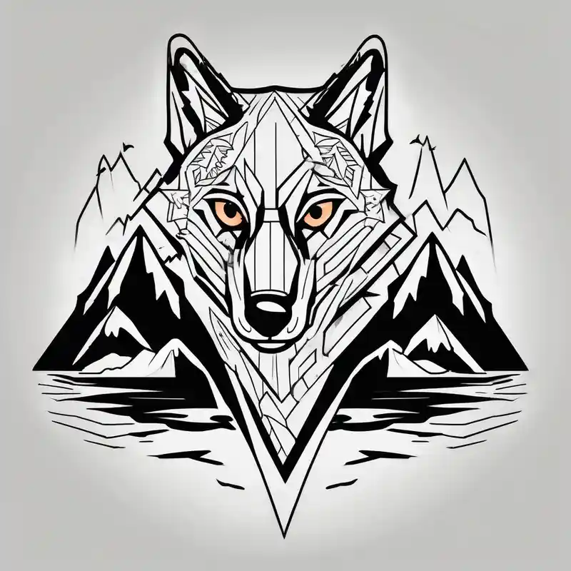 Mountains, wolf eyes underneath