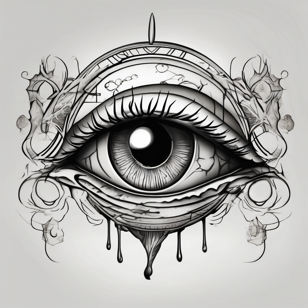 Eye ball up close with dead people in the reflection eyelid-eyes, AI-generated Japanese tattoo design
