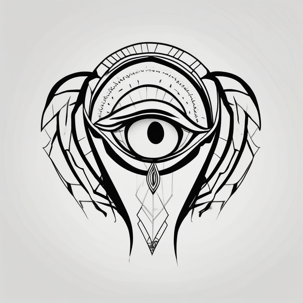 A women’s eye with line work surrounding it and incorporating an elephant eyelid-eyes, design de tatouage Minimaliste généré par IA