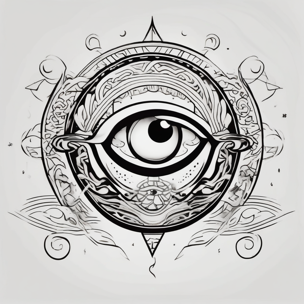 A eye, the moon on the right side, the sun on the left side eyelid-eyes, diseño de tatuaje Japonés generado con IA