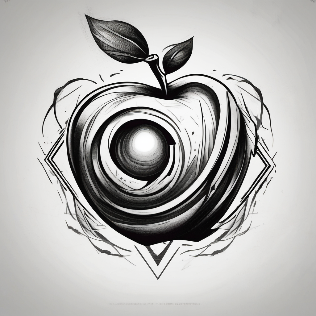 Apple, “Apple of my eye”, dad, bicep, feminine eyelid-eyes, AI-generated Sketch tattoo design