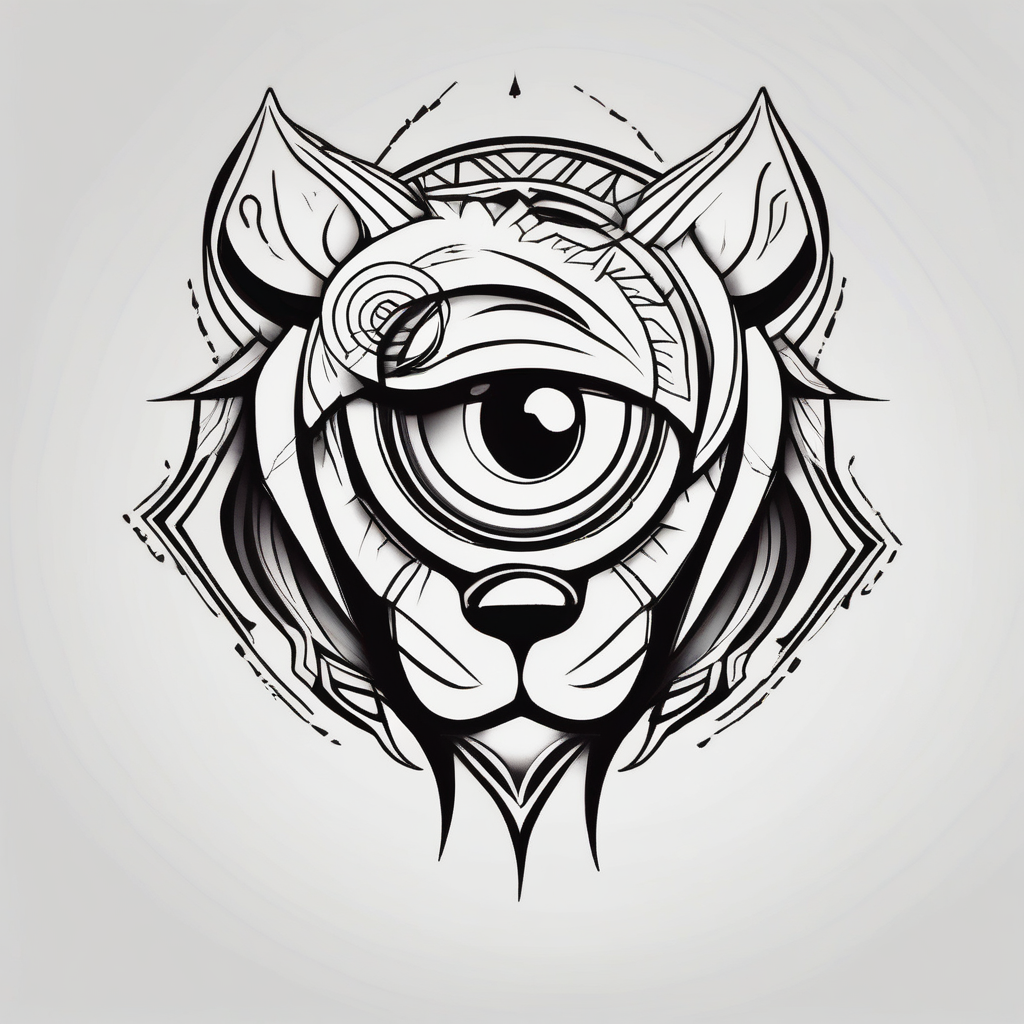 Lion eye and wolf eye eyelid-eyes, AI-generated Cartoon tattoo design