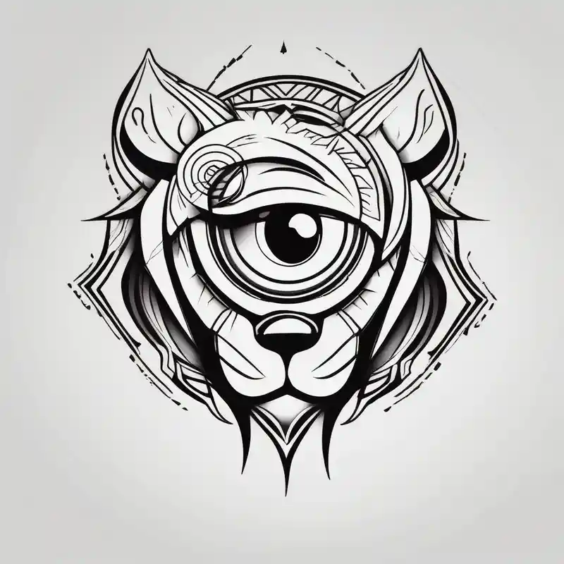 Lion eye and wolf eye – Cartoon, Black and white