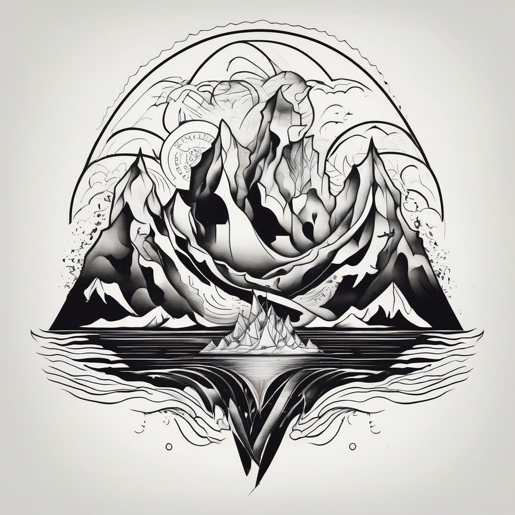 Iceberg, invictus poem, family, diseño de tatuaje Surrealista generado con IA