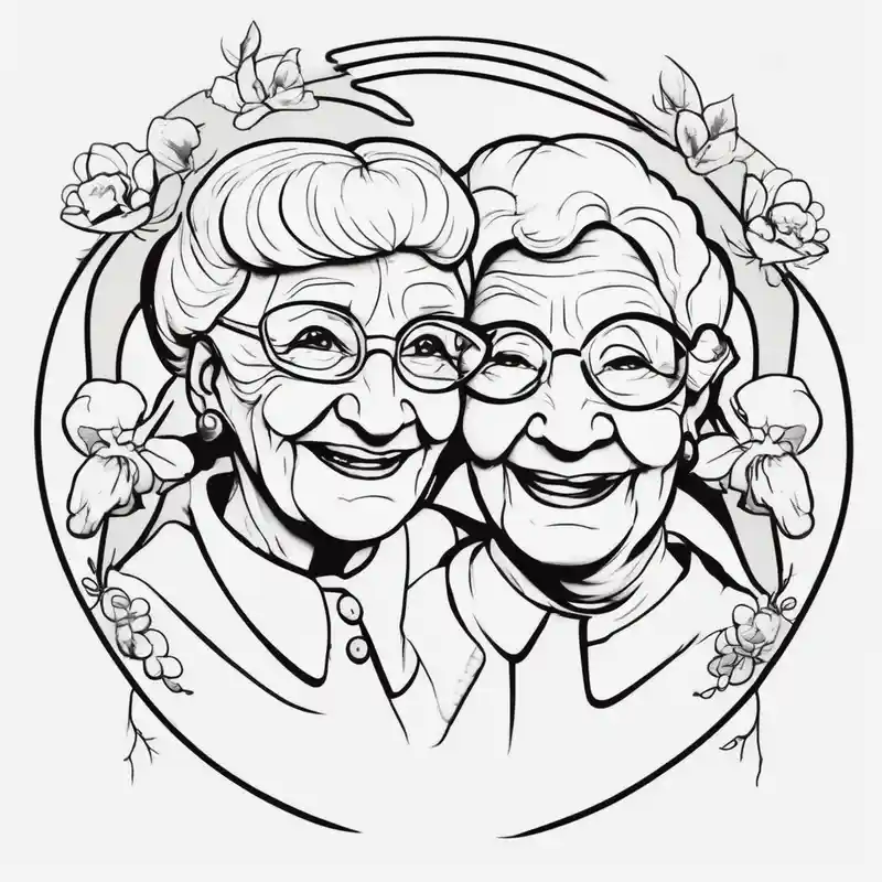 two of my grandmas who passed away and they both were born in 1958 with a design around them – Caricatura, Blanco y negro