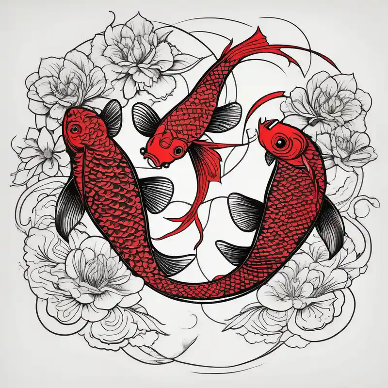 2 red koi fishes fishing