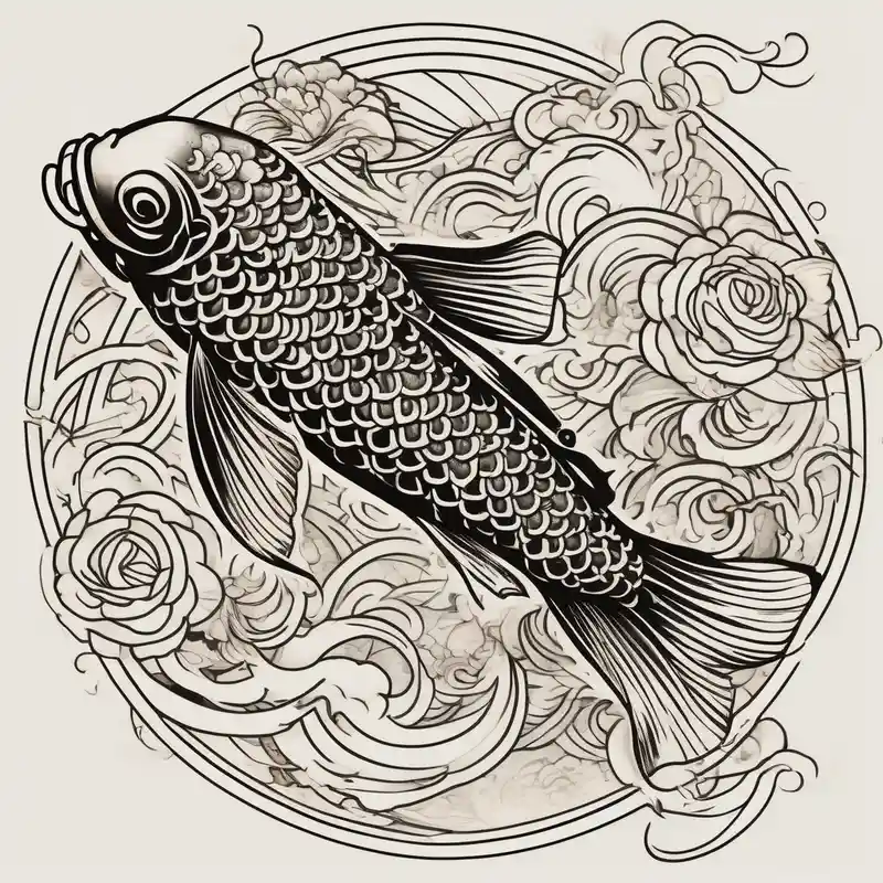 japanese koi fish from above fishing