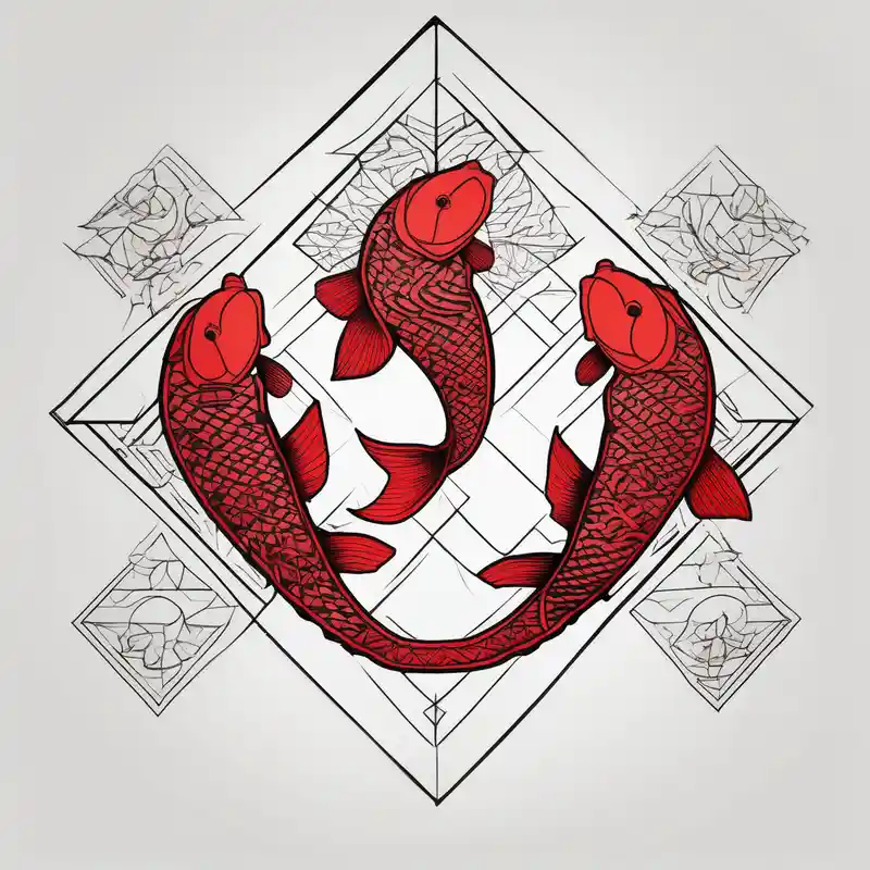 2 red koi fishes fishing