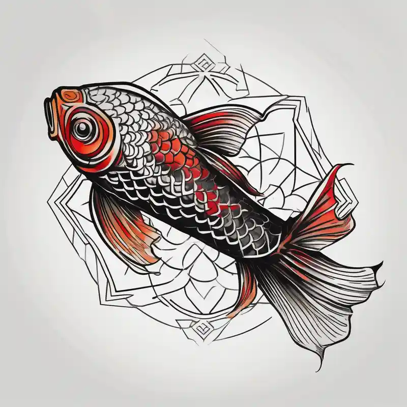 japanese koi fish from above fishing – Geometric, Vibrant color