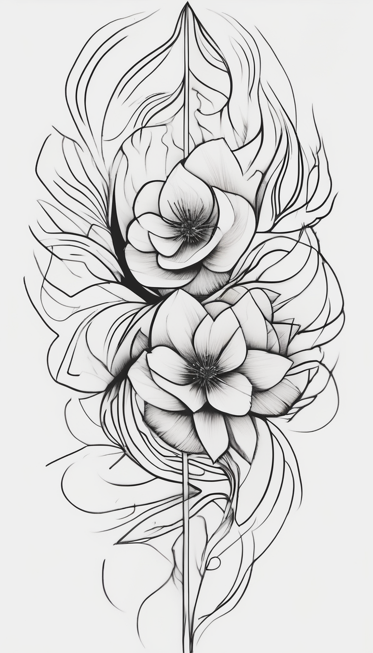 Eminem and snoop dog leg sleeve for female foo-dog, diseño de tatuaje Minimalista generado con IA