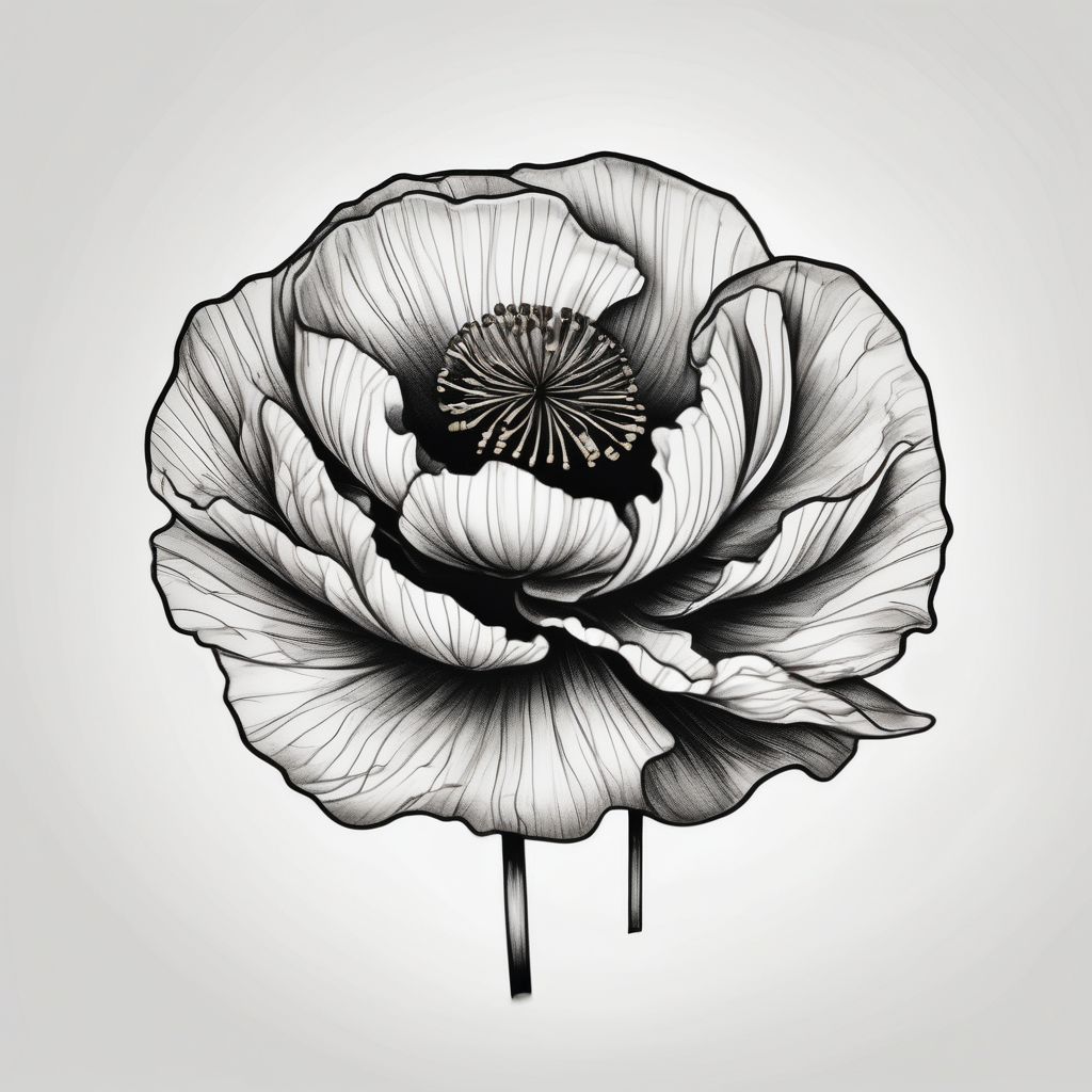 Vietnamese calligraphy saying my dogs name Poppy foo-dog, diseño de tatuaje Realista generado con IA