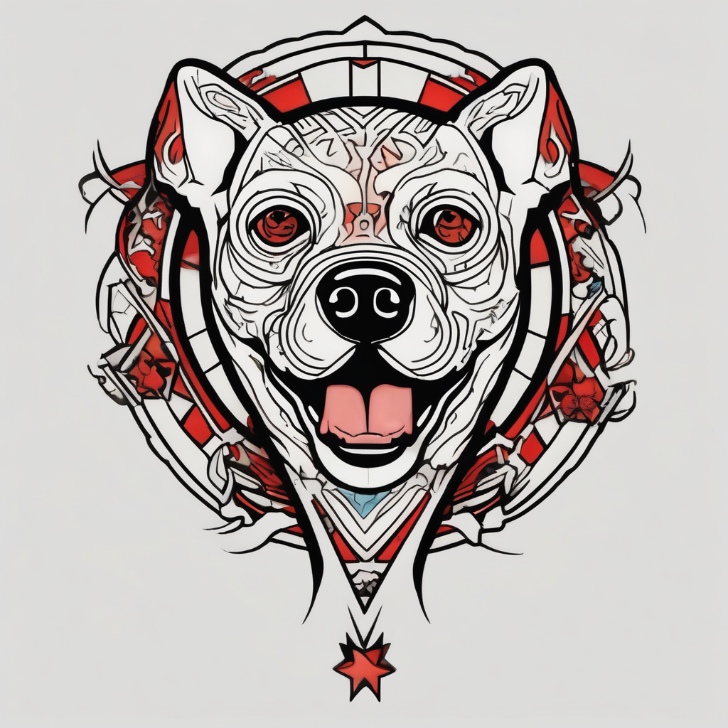 Dog foo-dog, diseño de tatuaje Old school generado con IA