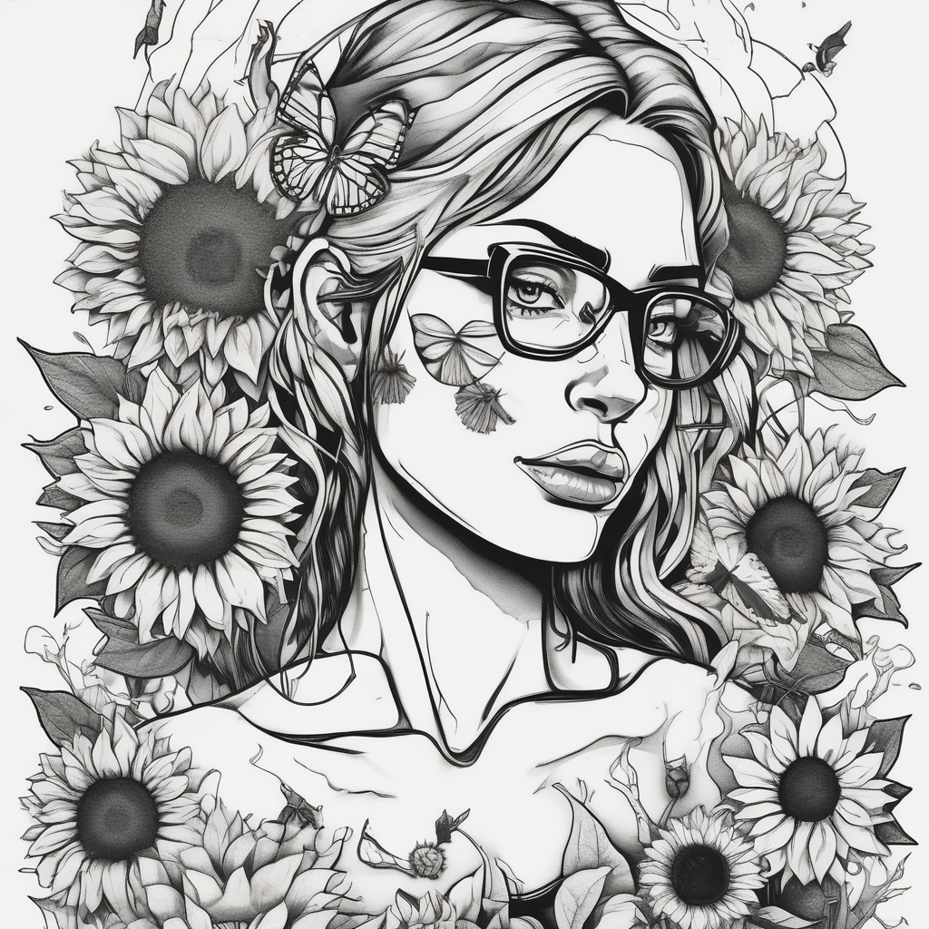 chemist women sunflower, small cat foot-for-women, AI-generated Sketch tattoo design