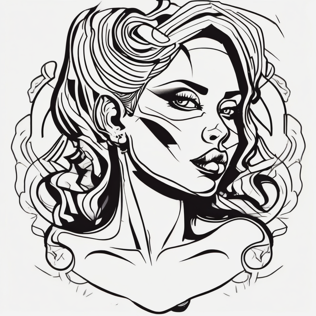 QOS WORD,VERY SIMPLE,WOMEN BUTT foot-for-women, AI-generated Cartoon tattoo design