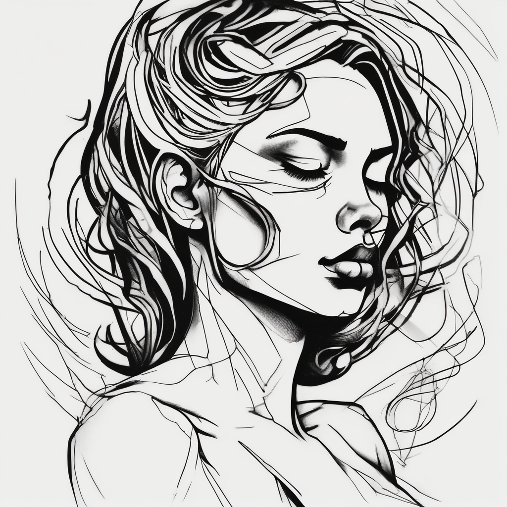 Women holding her face tattoo foot-for-women, AI-generated Sketch tattoo design