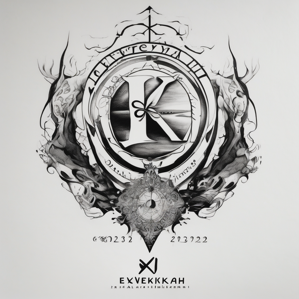Xevekiah name tattoo, with foot print and date 8/7/23 foot-for-women, AI-generated Surreal tattoo design