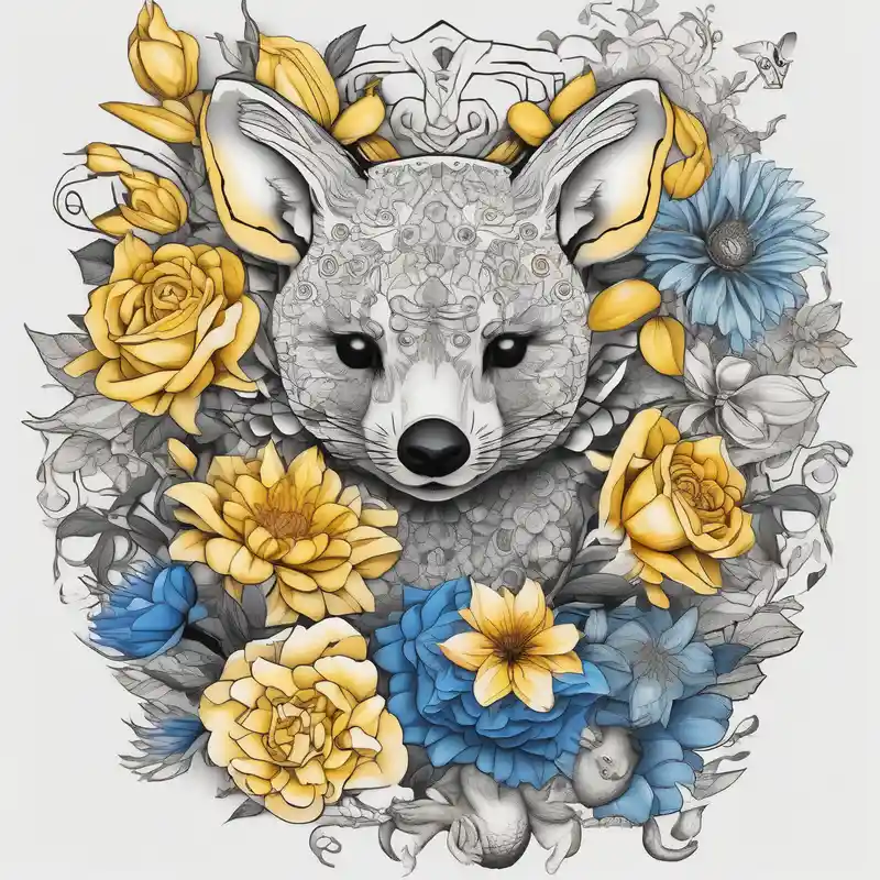It will be a matching tattoo for 4 women. Our favorite flowers are yellow roses, lillies, blue daisies, and dahlias. Our – Dotwork, Noir et blanc