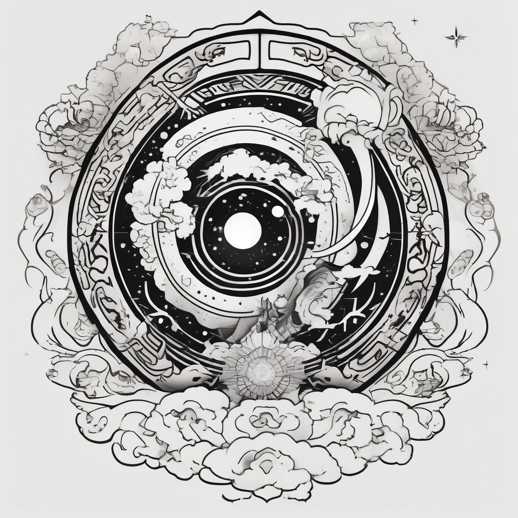 Celestial galaxy realistic, diseño de tatuaje Japonés generado con IA