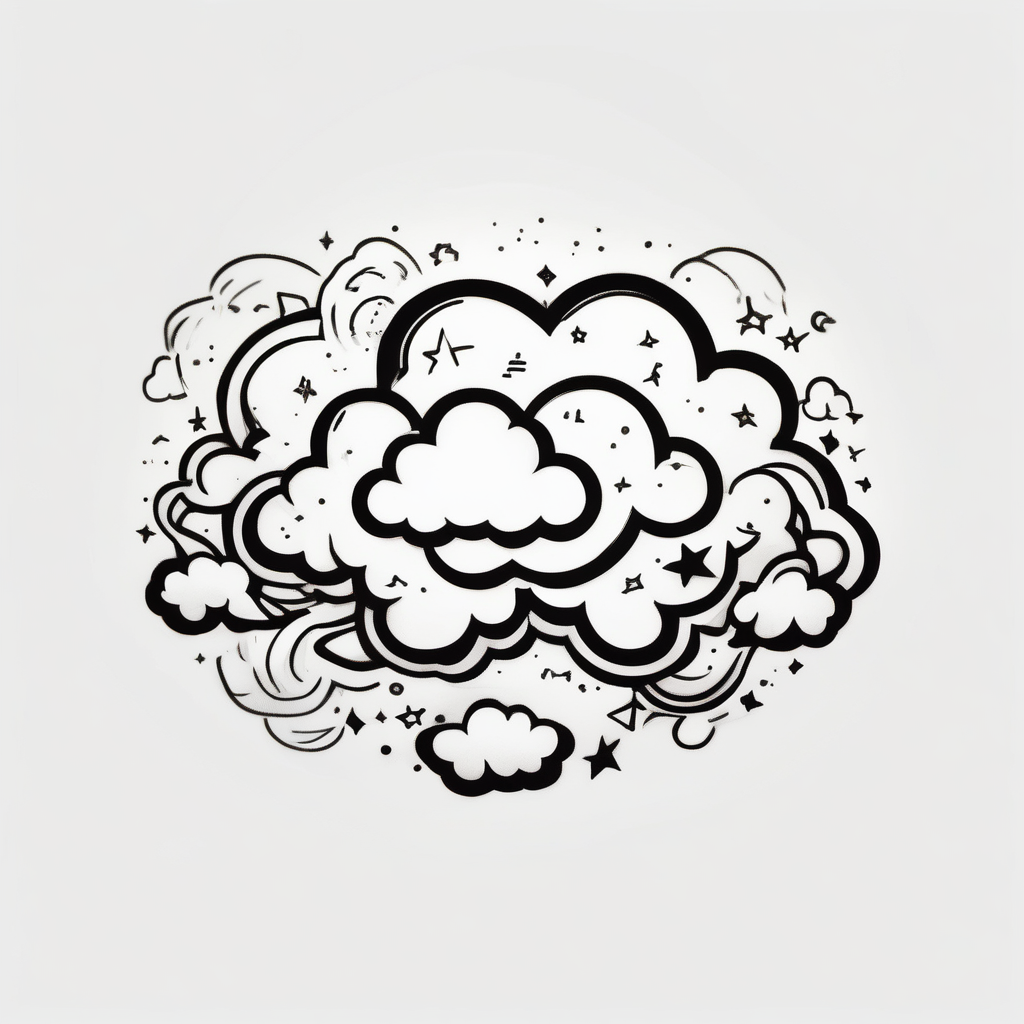 A wrist tattoo in a format of a cloud with the bracelet orientation and inside of this cloud I want galaxy stars and planets, design de tatouage Cartoon généré par IA