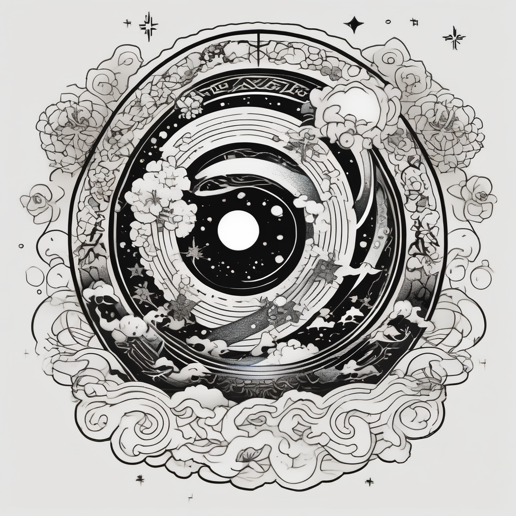 Galaxy,star,universe, AI-generated Japanese tattoo design