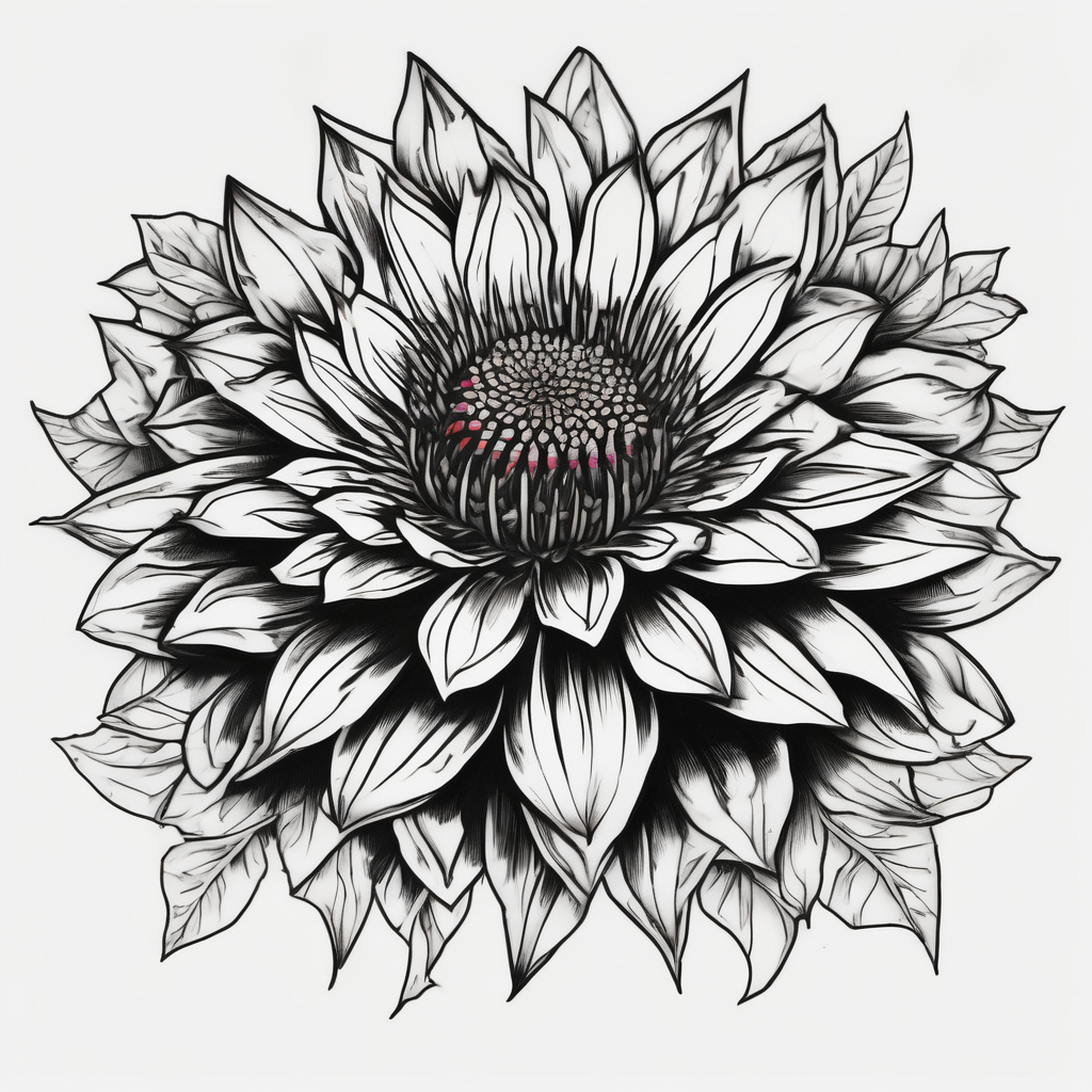 Galaxy with an Indian blanket flower, diseño de tatuaje Old school generado con IA