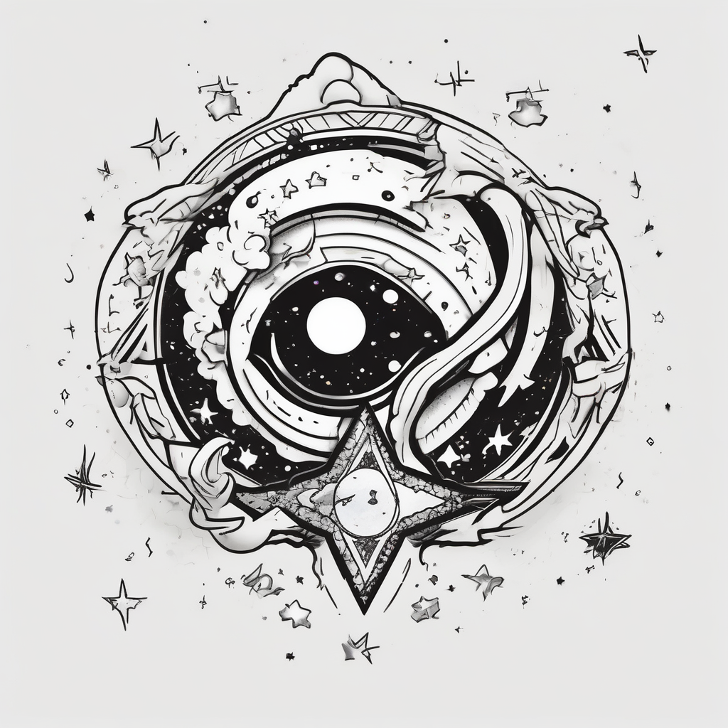 Galaxy,star,universe, AI-generated Cartoon tattoo design