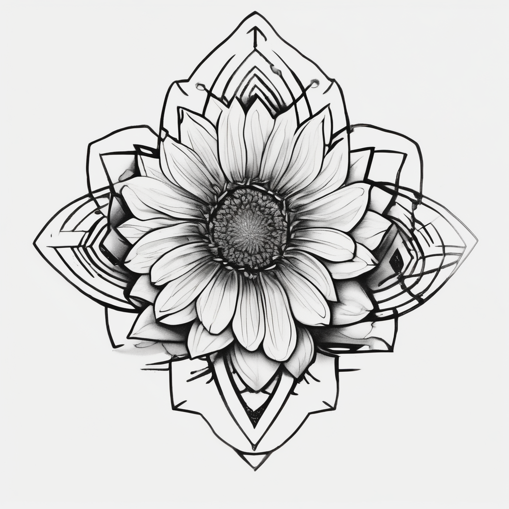 Galaxy with an Indian blanket flower, diseño de tatuaje Minimalista generado con IA
