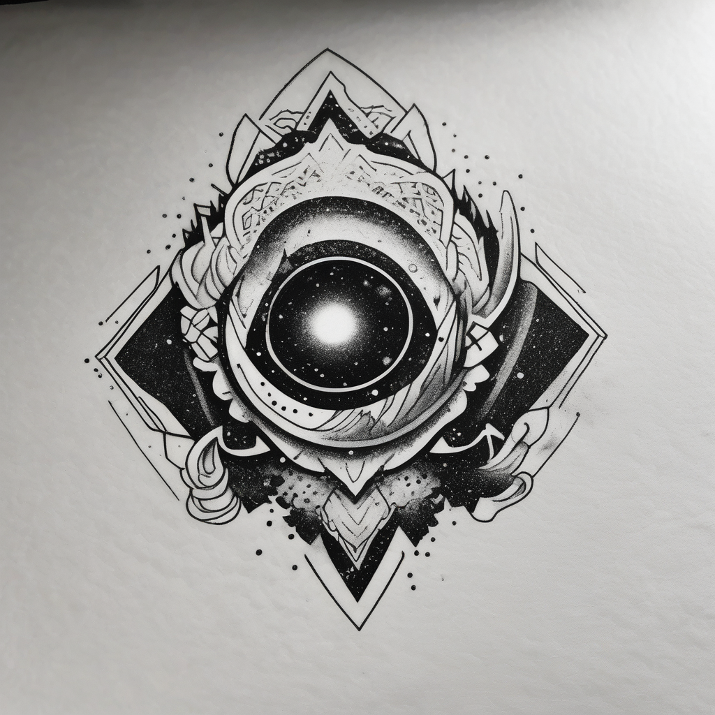 Glitter Galaxy nightmare, diseño de tatuaje Realista generado con IA