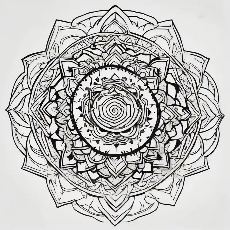high contrast mandala – カートゥーン, 白黒