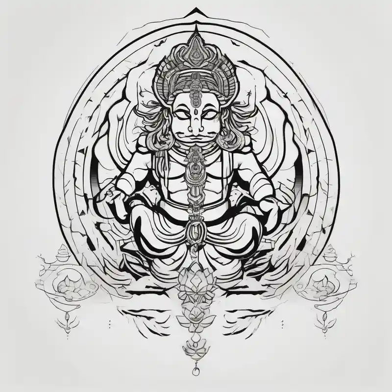 hindu god tattoo that shows strength and is trippy