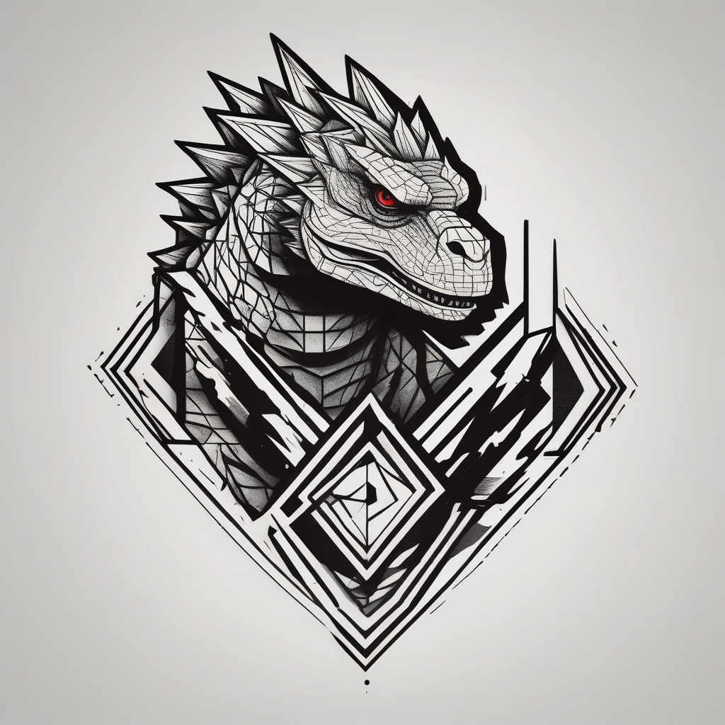 Godzilla, AI-generated Geometric tattoo design