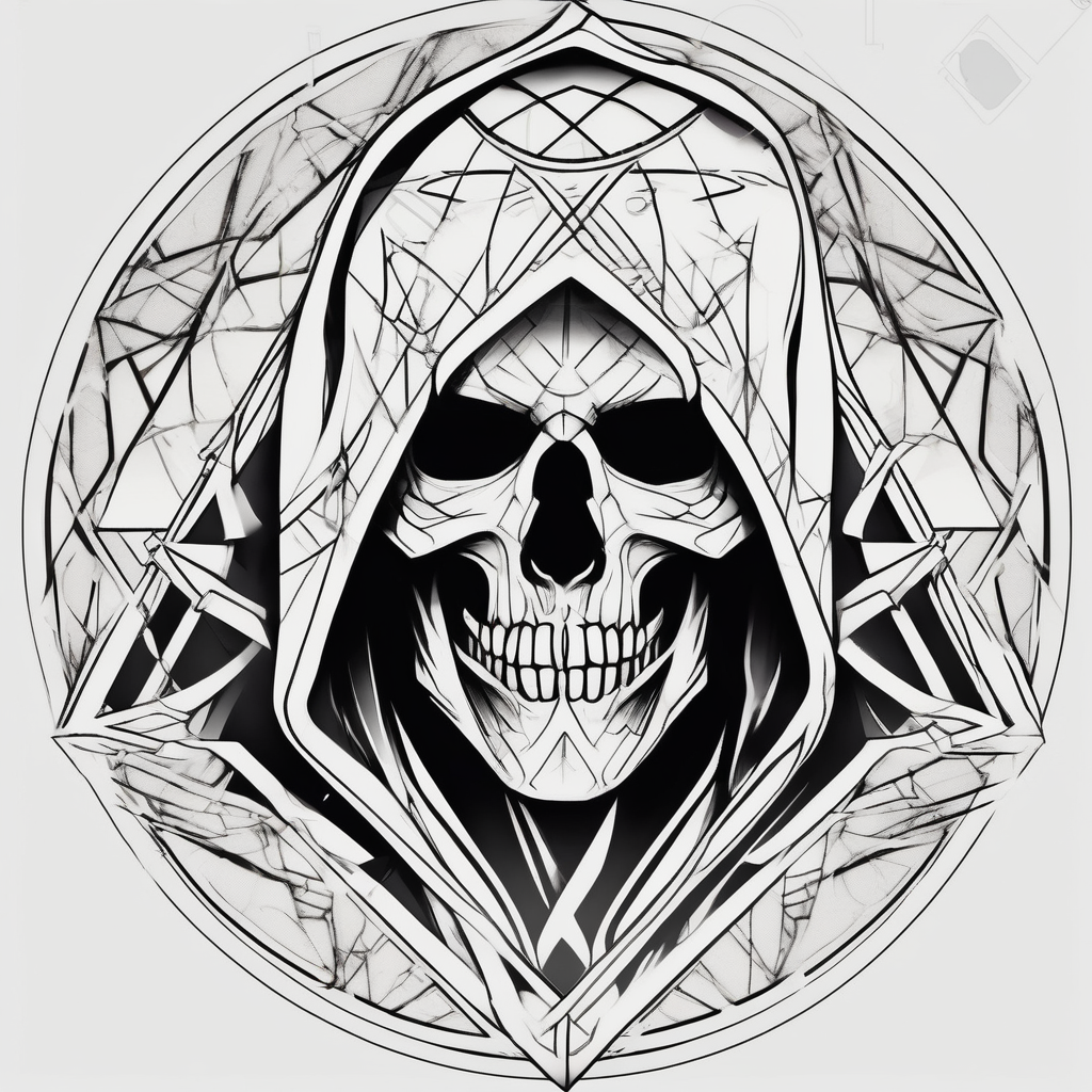 Sexy male grim reaper grim-reaper, AI-generated Geometric tattoo design