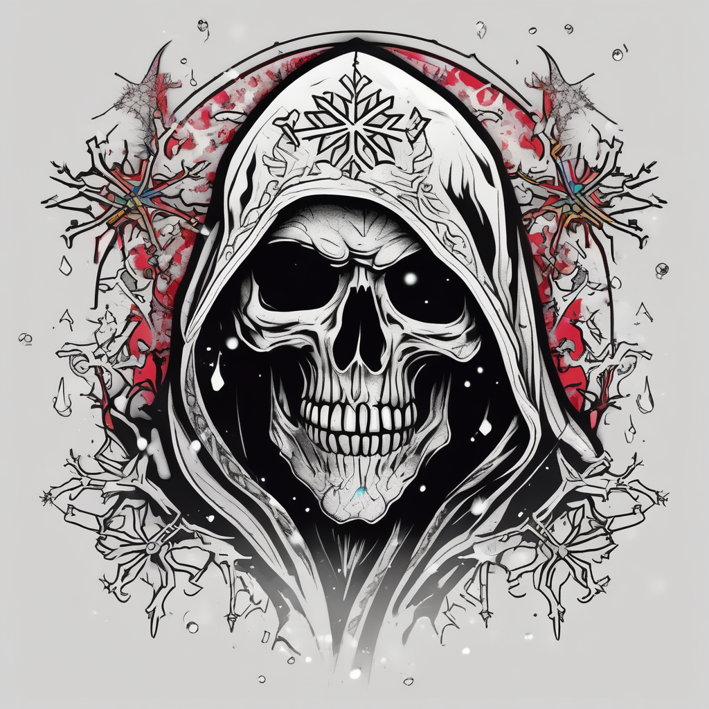 Grim reaper snow flake grim-reaper, AI-generated Blackwork tattoo design