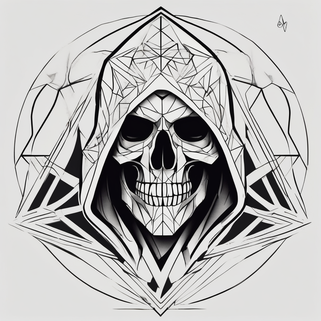 Sexy male grim reaper grim-reaper, diseño de tatuaje Geométrico generado con IA