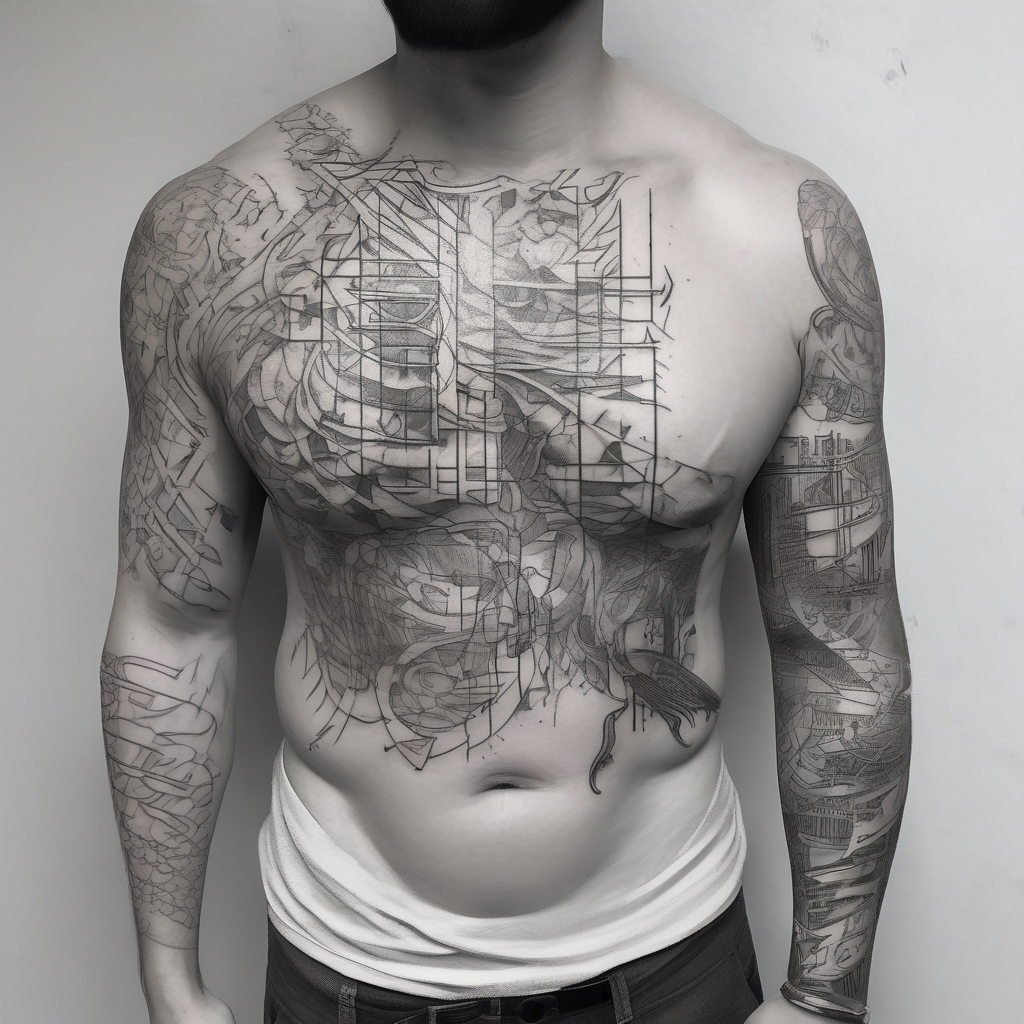 Dawson and Dakota names built into a sleeve half-sleeve--for-men, AI-generated Sketch tattoo design