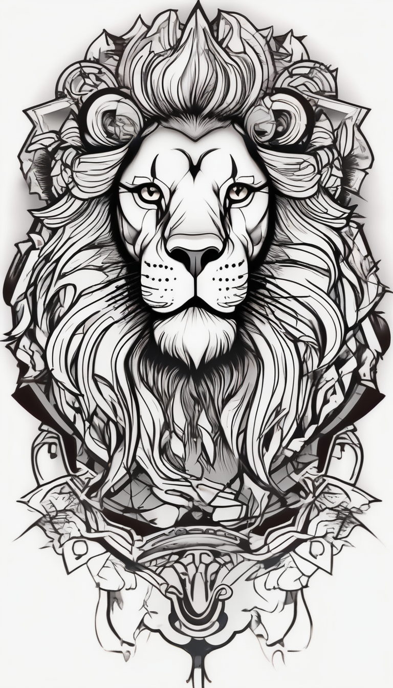 Forearm sleeve tattoo with lion half-sleeve--for-men, AI-generated Old School tattoo design