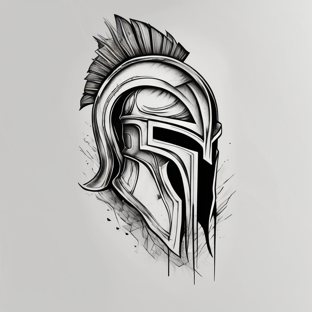 Spartan helmet forearm sleeve half-sleeve--for-men, AI-generated Surreal tattoo design
