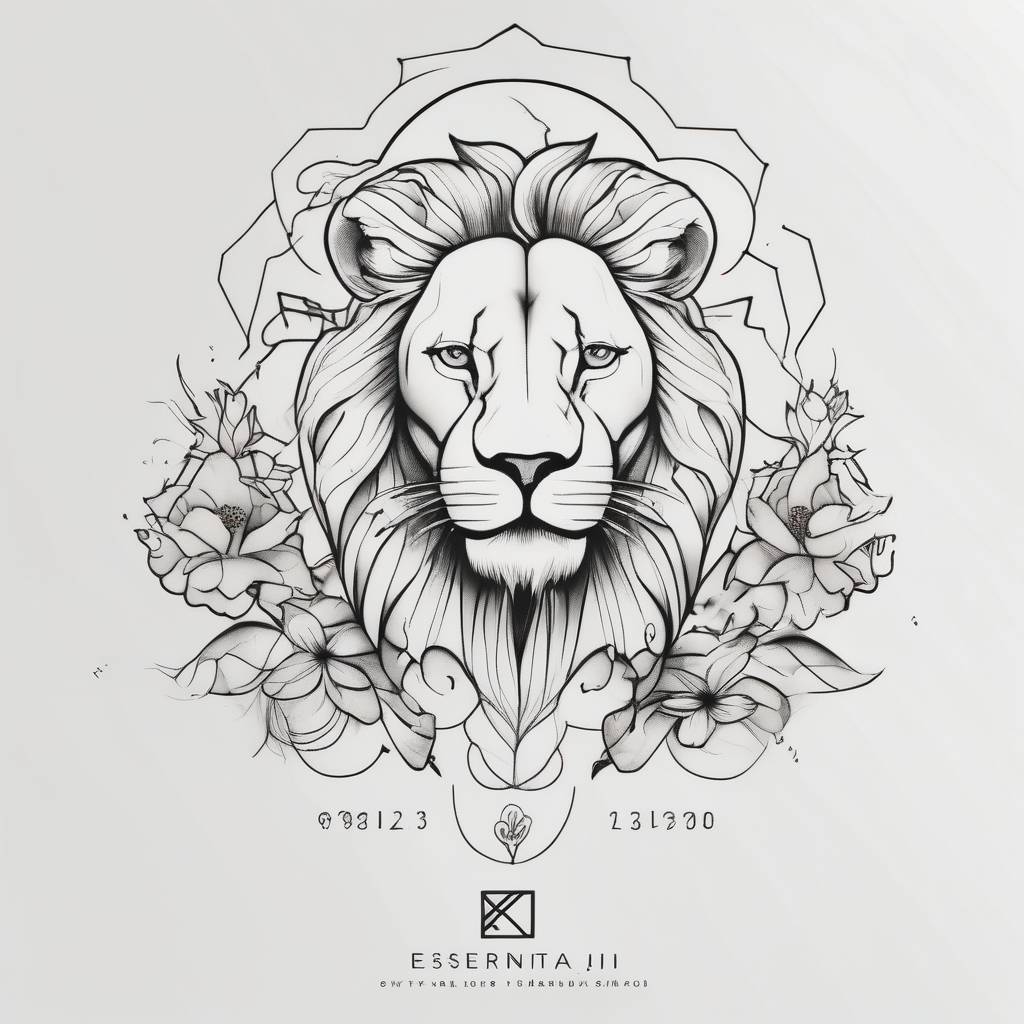 Forearm sleeve tattoo including lion clouds jasmine flower names dates covering the whole forearm half-sleeve--for-men, AI-generated Minimalist tattoo design