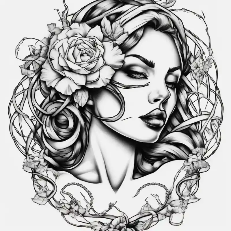 sketch style Men's Half Sleeve Tattoo Ideas and Designs in 2025 & free generation about Pin up picture arm sleeve. With October flower November flower December flower rope figure 8 knot half-sleeve--for-men and Pin up picture arm sleeve. With October flower November flower December flower rope figure 8 knot half-sleeve--for-men