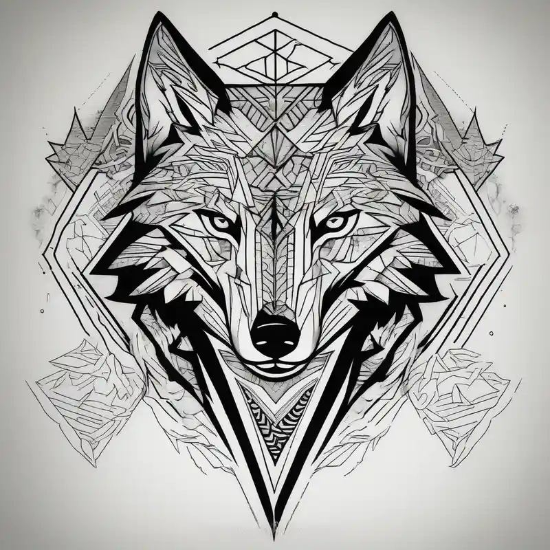 blackwork style Ideas de Tatuajes de Lobos para 2025 & Generar gratis about A drawing geometrically half eagle and half wolf half-sleeve-for-men and A drawing geometrically half eagle and half wolf half-sleeve-for-men
