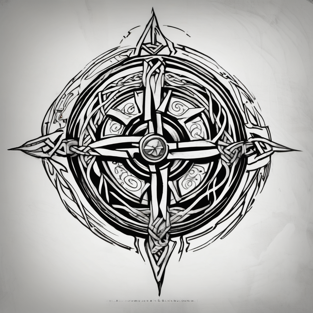 Celtic Viking sleeve tattoo with Viking compass half-sleeve-for-men, diseño de tatuaje Boceto generado con IA