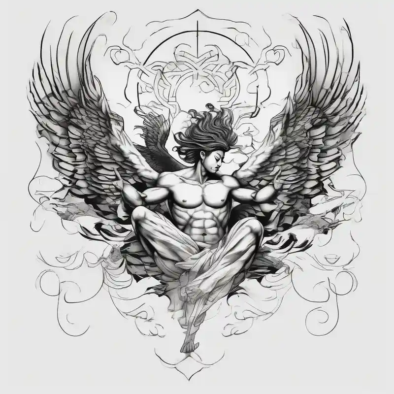 I like tattoos of the falling angel, moreover tattoos related to asiatic culture and Greek mixology. The tattoo is for a men