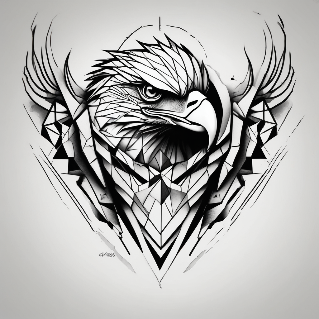 eagle, geometric, subtle, men, forearm tattoo, half-sleeve-for-men, diseño de tatuaje Boceto generado con IA