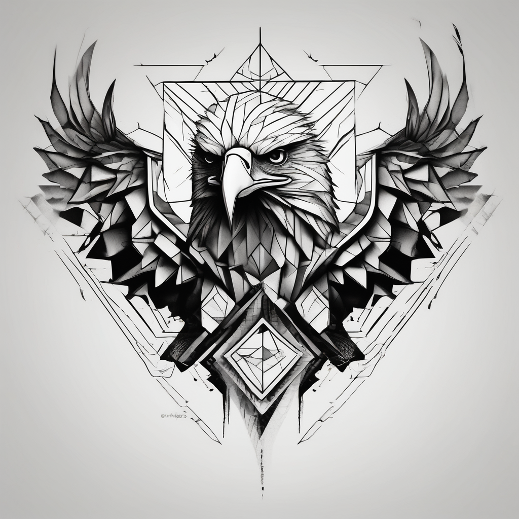 eagle, geometric, subtle, men, forearm half-sleeve-for-men, AI-generated Surreal tattoo design