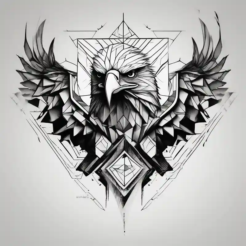 eagle, geometric, subtle, men, forearm – Surrealista, Blanco y negro