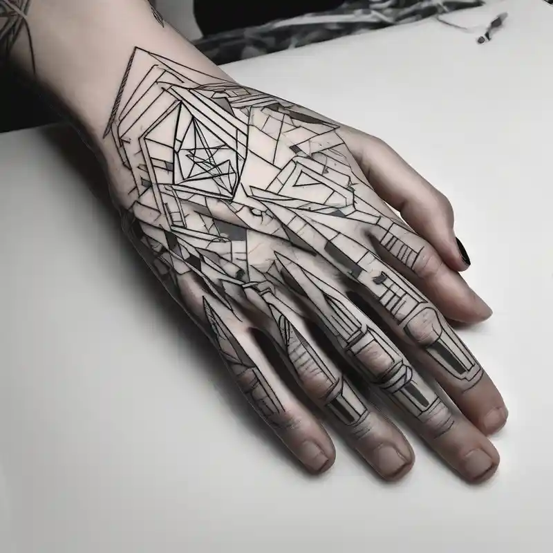 cyberpunk 2077, hand tattoo, geometric, subtle, men