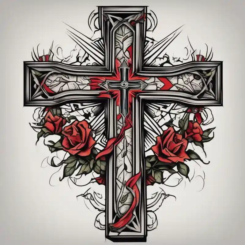 Forearms sleeve biblical cross – Old school, Noir et blanc
