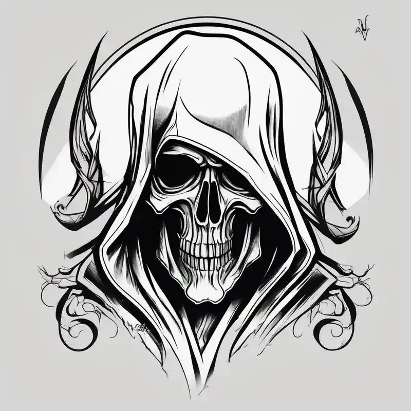 Continue a sleeve for a grim reaper shoulder tattoo