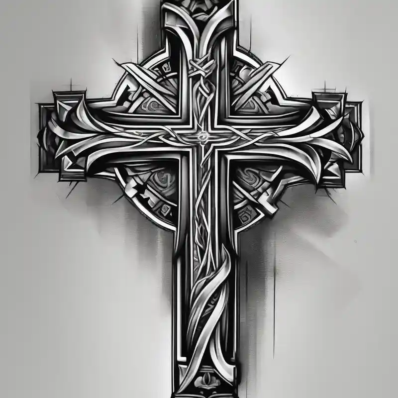 Forearms sleeve biblical cross – Noir et blanc, Noir et blanc