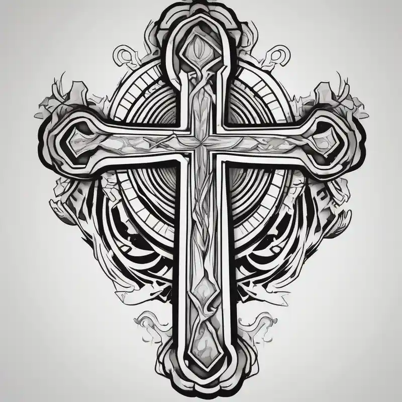 Forearms sleeve biblical cross – Cartoon, Noir et blanc